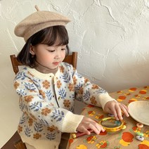가을 두 돌 아기 여아 꽃 니트 가디건 볼레로 초등 주니어 어린이집