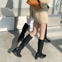 트렌디핏 고퀄 당일발송 국내 자체제작 수제화 슬림 스퀘어토 트렌디 롱부츠(6cm) 커쥬 CauseU