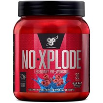BSN N.O.-XPLODE 운동 전 파우더 남성 및 여성용 에너지 보충제 크레아틴 및 베타-알라닌 함유 맛: 블루 라즈 30회 분량