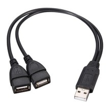 USB 2.0A 남성 2 듀얼 USB 여성 잭 Y 분배기 배포자 어댑터 케이블, 검정, 하나