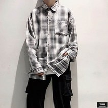 가바바 남성 긴팔셔츠 센스있는 색감 오버핏 체크무늬셔츠 G52690