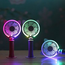 LED 라이트닝 고양이 핸디선풍기/USB선풍기/휴대용/미니팬/충전식/무드등, LED라이트닝 고양이선풍기(핑크)
