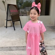 여름 여아동 여신 핑크공주원피스 반팔리본원피스 유아자매룩 데일리등원룩 하객룩 바캉스코디 생일공주드레스