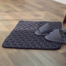 HEXAGON 퀄팅 워싱가공 미끄럼방지 목화솜 모던 발매트 주방매트, 차콜