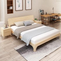 100% 소나무 가성비 원룸 자취생 diy 조립식 원목 침대 프레임 퀸 킹 사이즈, 호두나무