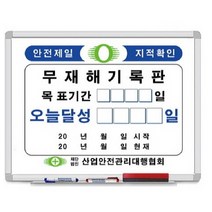 현황판 화이트보드 게시판 무재해 기록판 안전기록 A형 45x60cm
