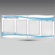 서아기획 아크릴 4구(4x1 배열) 가로 한줄 포켓 게시판, 시안 5번