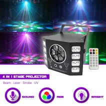 샤오미빔프로젝터Sunart-4 in 1 무대 효과 프로젝터 UV 빔 아이 스트로브 레이저 DJ 디스코 파티, 03 AU