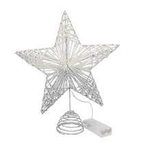 크리스마스 트리 탑 스타 LED 가벼운 반짝이 Xmas Trees Topper Ornament, 실버 25cm