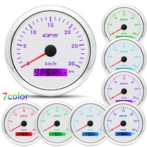 GPS측량기 불규칙형틀게이지 면적측정기 디지털 다이얼 계측기 GPS 속도계 게이지 안테나 방수 오토바이 보트 자동차 트럭 속도 계량기 7 색 조명 60 120 200KMH 85MM, 6.30kmh WS