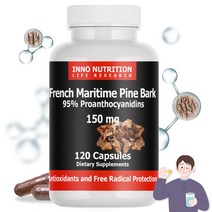 파인바크 프랑스 해송소나무껍질 피크노제놀성분 폴리페놀 150mg 이노뉴트리션 캡슐, 120정, 1개