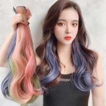 롱 컬러 그라데이션 헤어피스 브릿지 붙임머리 여성가발, DDB_그레이, DDB_상품선택