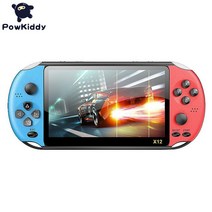 추억의게임 레트로게임기 오락실게임기 호환 Powkiddy X12p 핸드 헬드 게임 콘솔 8G 3264128 비트 HD 컬러, 03 Red and blue