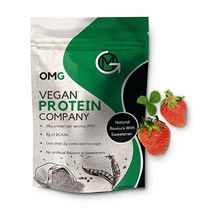 OMG Labs 비건 단백질 파우더 – 세계 최초의 모링가 유기농 식물 기반 - 케토 친화적 완두콩 쌀 모링가로 제작 근육 생성 보충제 딸기 200, Strawberry, 200g