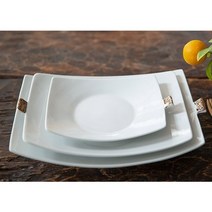 국산 여주도자기 화이트 단아 직사각 접시 예쁜 과일 스시 손잡이 사각 그릇 3 size, 소(18.5cm)