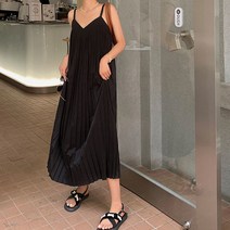 슈팅스타 / 브이넥 루즈핏 주름 나시 원피스 225255