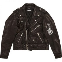 앙팡 리쉬 데프르메 Enfants Riches Deprimes 리치 디프레스드 플레임 로고 클래식 가죽 레더 자켓 블랙화이트