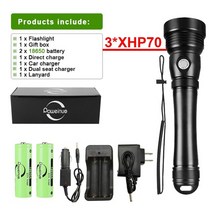 LED 수중랜턴 초고휘도 방수후레쉬 다이빙 해루질써치 써치라이트 선박 스쿠버 작업등, 3xhp70-d, 2개, 조명 1000m