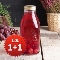 보르미올리 콰트로밀크병1000ml-2조/유리밀폐/잼병, 2개