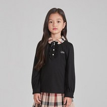 닥스리틀 닥스키즈 하우스체크 진주카라넥 티셔츠 DSF10TR57M_BK