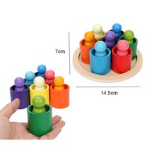 교육용 나무 소재 레인보우 블록 장난감 스태커 어린이용 그립 빌딩 공, 12.15pcs