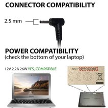 직류전원장치 26W 12V 2.2A AC 충전기 어댑터 Chromebook 2 3 XE500C13 PA-1250-98 W14-026N1A BA44-0032, 한개옵션0