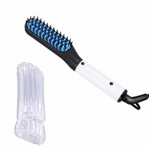 옆머리누르기 셀프다운펌 옆머리다운펌헤어 빗 브러시 수염 스트레이트너 뜨거운 가열 세라믹 빠른 머리, 01 blue not box_03 EU