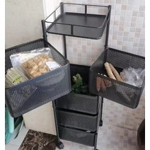 마지스트롤리 보비 왜건카트 이동식수납장 서랍 웨건 캐비닛 360도 정리함 회전 인테리어, (5층 검은색 사각형)