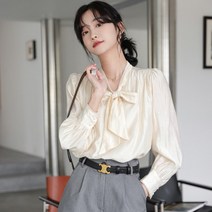 레이스 겨울 체크 라운드 정장블라우스 7부셔츠 리본 블라우스 캐주얼셔츠 블랙 화이트 프릴