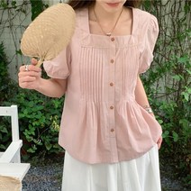 블링앤수 여름 반팔 핀턱 플레어 블라우스 LZZ179