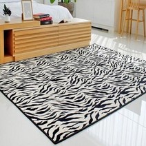 지브라패턴 극세사 카페트 러그 블랙100X150