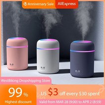 mini 휴대용 usb air 가습기 초음파 청정기 아로마 디퓨저 steam mist maker home office car atomizer 아로마 테라피, 하얀