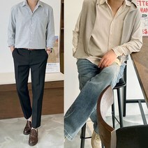 위앤드 옥스포드 스트라이프 셔츠 남자 캐쥬얼 댄디 세미정장 남방 옥스퍼드 스탠다드핏