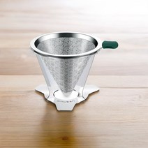 cnuben 커피 드리퍼 [V60 구조 설계] 스냅식 스테인리스 필터 쌍층 페이퍼리스 필터 V60 1~2잔용