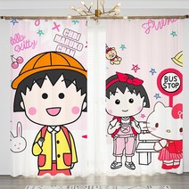 치비마루코짱 헬로키티 캐릭터 커튼 블라인드 가리개 커텐 4종