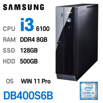 삼성중고컴퓨터 DB400S6B 인텔 6세대 core-i3 가성비 사무용컴퓨터 윈도우11 PRO 설치, i3-6100, 8GB, SSD 128GB+ HDD 500GB, 기본형