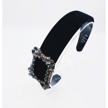 사각 스퀘어 보석 벨벳 헤어밴드