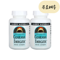 소스내츄럴스 과라나 에너자이저 900mg 60개입 2 Guarana 과라나씨 추출물 [미국 직배송], 2개, 60개