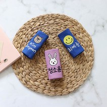 자수 손잡이 네임택 토끼 곰돌이 스마일 유치원답례품 어린이집답례품 조카선물 생일선물 가방이름표 벨크로네임택