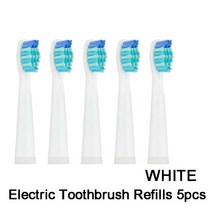 전동 칫솔 헤드 Fairwill SG958 FW507 KI508 보호 케이스 용 소닉 칫솔 리필 브러시 헤드, [02] 5 white heads only, 한개옵션1, 02 5 white heads only