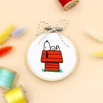 나의 첫 스누피 빨간 지붕 프랑스 자수 손뜨개 Happy, 단품