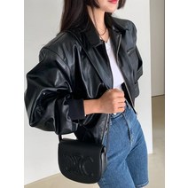 남친시 가죽자켓 인조 레더 크롭 라이더 시보리 지퍼 카라