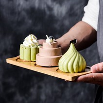미니 우드 트레이 케이크 디저트 나무쟁반, 3구