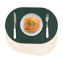 에비에르 가죽 방수 테이블 식탁 매트 2p, 딥그린 베이지