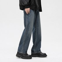 남성 GTRG 뉴 아메리칸 스트리트 트렌드 레트로 워시 워터 루즈 올 매치 캐주얼 스트레이트 와이드 레그 청바지 남성
