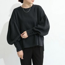 여자 옆트임 루즈핏 가을 솔리드 상의 여자