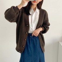 퍼니걸스 9648 데일리 루즈핏 벌룬 니트 가디건 여성의류