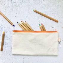 무지 Cotton 100% 친환경 면필통 파우치, 초록