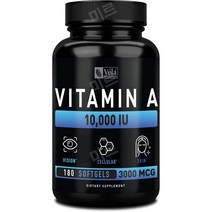 비타민 A 소프트젤(10 000 IU | 180 CT) 어간유의 비 GMO 프리미엄, 3000MCG