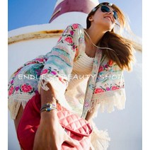 블라우스 크롭 쉬폰 여성 패션 셔츠 Boho Fringe Floral Kimono Cardigan Tassels Beach Cover-Up Cape Blouse Woman Tops